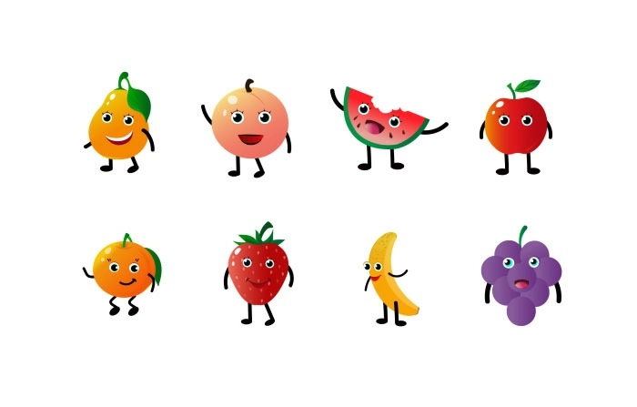 Healthy Fruit Flat Style Illustration