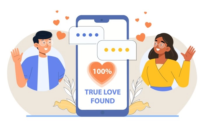 Online Dating Cartoon Illustration image
