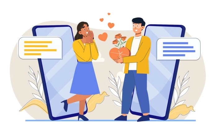Online Dating 2D Illustration