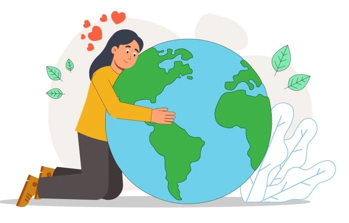 2D Flat Character Of Mother Earth Day Illustration