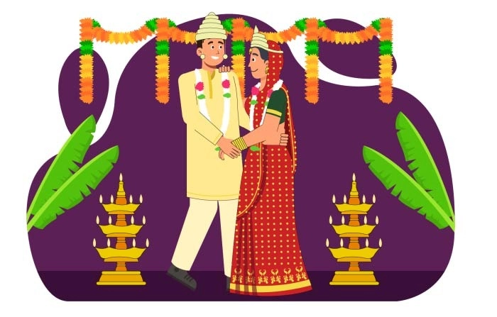Best Premium Vector Bengali Wedding Illustration