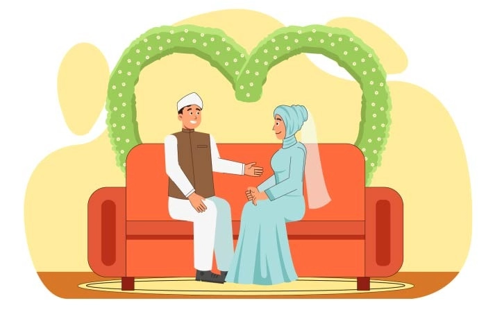 Best Cartoon Design Arabic And Islamic Wedding Illustration image
