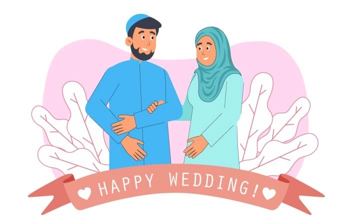 Vector Illustration Of Arabic And Islamic Wedding