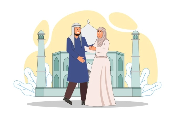 Vector Illustration Of Islamic Wedding image