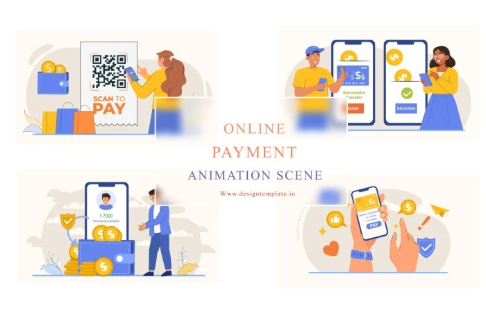 Online Payment Animation Scene After Effects Template