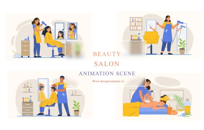Beauty Salon Animation Scene After Effects Template