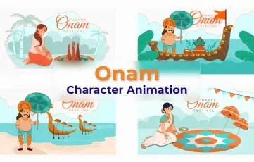 Onam Character Animation Scene After Effects Template