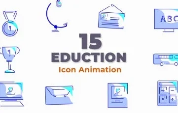 Education Icon Flat Vector Animation 2 After Effects Template