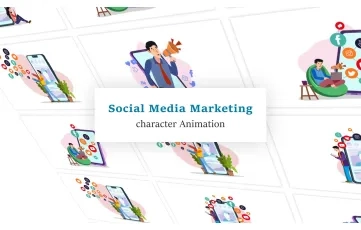 Social Media Marketing Character Animation Scene AE Template