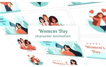 Women's Day Character Animation Scene After Effects Template