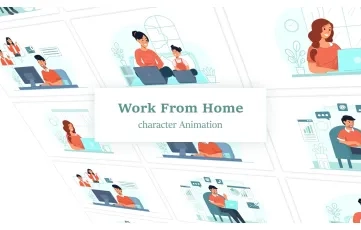 Work From Home Character Animation Scene After Effects Template
