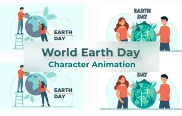 World Earth Day Character Animation Scene After Effects Template