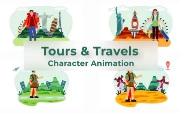 Tours & Travels Character Animation Scene After Effects Template