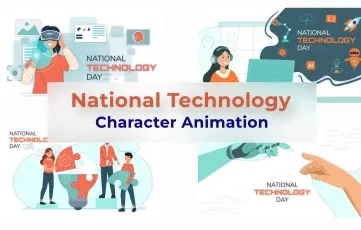 National Technology Day Character Animation Scene AE Template