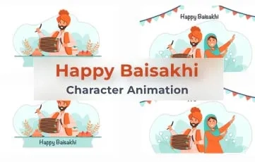 Baisakhi Character Animation Scene After Effects Template