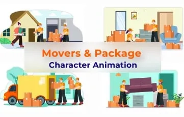 Movers & Package Character Animation Scene After Effects Template