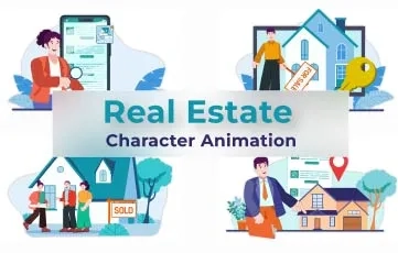 Real Estate Broker Character Animation Scene After Effects Template