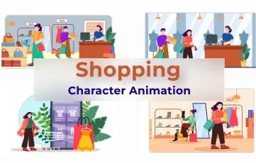 Shopping Character Animation Scene After Effects Template