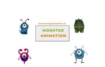 Cartoon Monster Animation Scene Pack After Effects Template