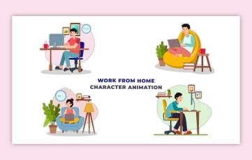 Flat Character Animation Work From Home Premiere Pro Templates